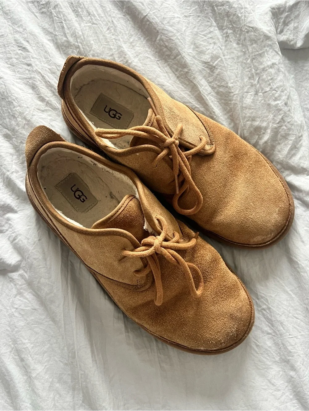 UGG Suede Lace-Up Shoes in Chestnut Tan